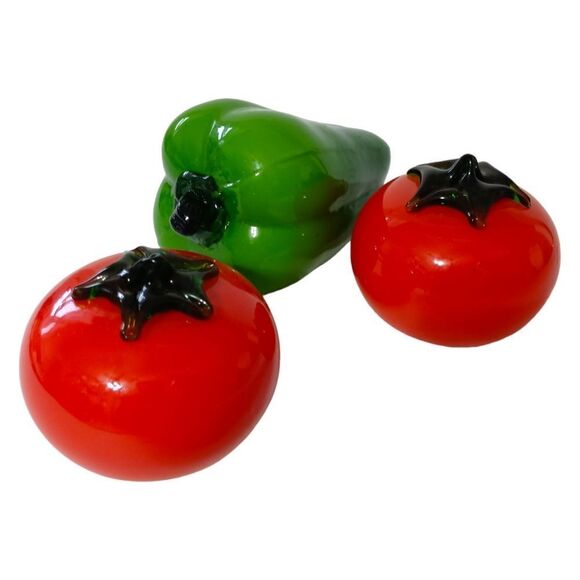 3 Art Glass Vegetable Figures Paperweight Veggie Decor Red Green Handblown Vtg - Picture 13 of 15